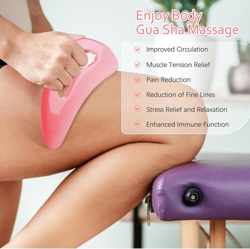 AICNLY Large Gua Sha Massage Tool, Lymphatic Drainage Massager, Muscle Scraping Massage Tools, Body Sculpting Anti Cellulite Tools for Man and Women (Pink) - Image 2